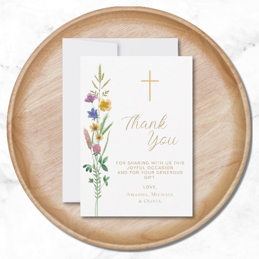 Bläserne Wildblume Taufen Dankeskarte