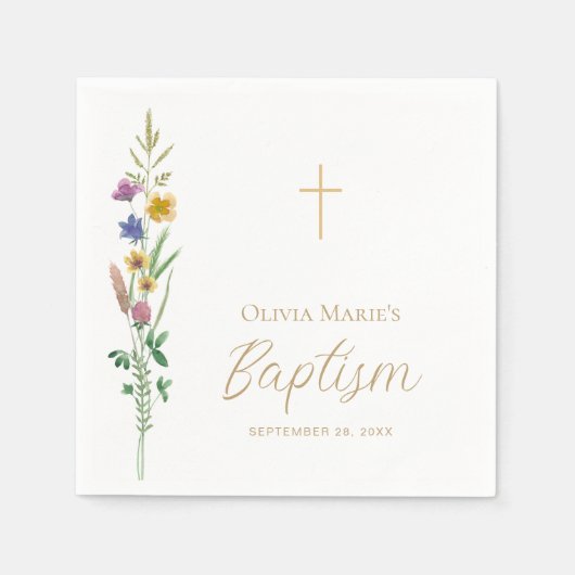 Bläserne Wildblume Taufen Serviette (Vorderseite)