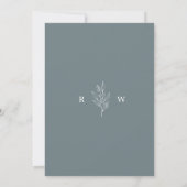 Bläserne Wildblumen Sketched Monogram Blue Wedding Einladung (Rückseite)