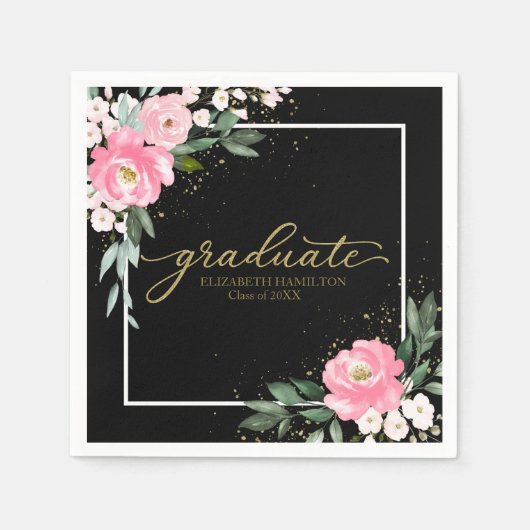 Bläserner Abitur-Party-Schwarz Serviette (Vorderseite)