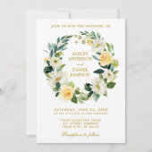 Bläserner Blumenreath Gelbe goldene Hochzeit Einladung (Vorderseite)