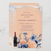 Bläserner Brunch & Bubbly mit Navy Peach Peach Pai Einladung (Vorne/Hinten)