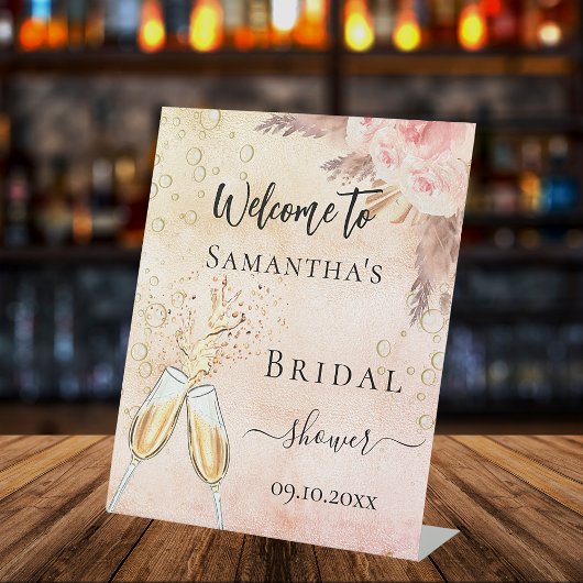 Bläserner Brunch Rose florale Brautparty willkomme Sockelschild