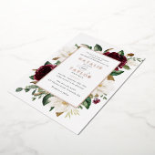 Bläserner Burgundy Weißer Rahmen Rose Gold Folieneinladung (Gedreht)