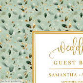 Bläserner Weißer Eukalyptus Blätter Hochzeit Gästebuch