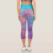 Bläsernes, elegantes bohblau-lila Goldpink Capri Leggings (Rückseite)