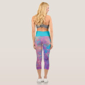 Bläsernes, elegantes bohblau-lila Goldpink Capri Leggings (Rückseite)