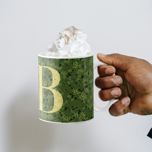 Bläsernes Elegantes Monogramm B grün mit einer Phr Kaffeetasse