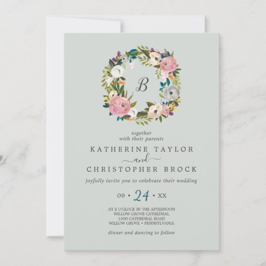 Bläsernkraut-Monogramm Einladung (Vorderseite)