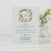 Bläsernkraut-Monogramm Einladung (Stehend Vorderseite)