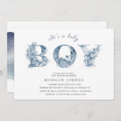 Bläsernschrift Baby Dusche Einladung (Vorne/Hinten)