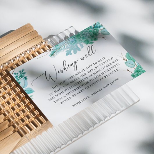 Bläsernte Pfefferminze Sukkulente Hochzeit wünsche Begleitkarte