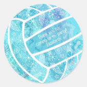 Bläserpaisley fether doododle türkis volleyball runder aufkleber (Vorderseite)