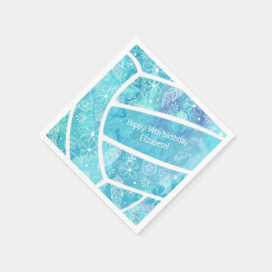 Bläserpaisley fether doododle türkis volleyball serviette (Ecke)