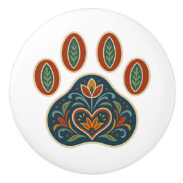 Bläserpaw Print Rosemaling Folk Art Keramik Knock Keramikknauf