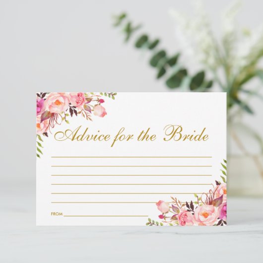 Bläserrosa Blush Gold Brautparty Admin Card Hinweiskarte (Stehend Vorderseite)