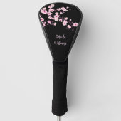 Bläserrosa Schwarzer Kirschblossom Monogramm Golf Headcover (Vorderseite)