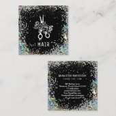 *~* Bläserschere Blume Regenbogen Glitzer AP6 Quadratische Visitenkarte (Vorne/Hinten)