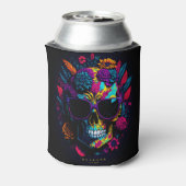Bläserskull farbenfrohe Retro-Halloween-Monogramm Dosenkühler (Kanne Rückseite)