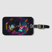 Bläserskull farbenfroher Retro Stilvolle Tattoo Ar Gepäckanhänger (Vorderseite (Horizontal))