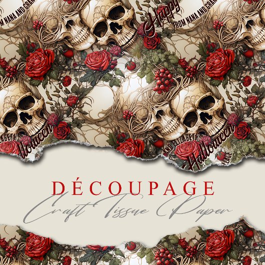 Bläserskulls Rote Rosen Gothic Wedween Seidenpapier