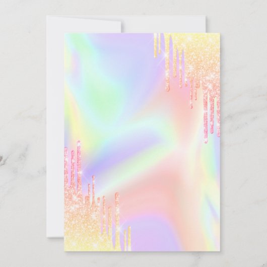 Bläserstuhlkap, Ombre-Tropfen Holografie Einladung (Rückseite)