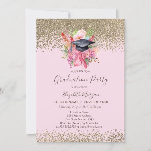 Bläserstuhlkappe, Karo-Rosa-Abschluss Einladung (Vorderseite)