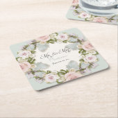 Bläsersukkulente Rose Foliage Mr. and Mrs. Wedding Rechteckiger Pappuntersetzer (angewinkelt)