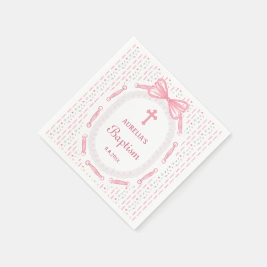 Bläsertaufen im rosa Bow-Flachband Serviette (Ecke)