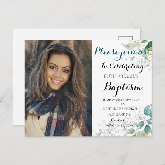 Bläserwachsener Taufe Foto Postkarte (Vorne/Hinten)