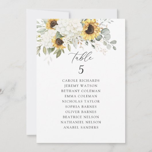 Bläserweiße Hydrangea Sonnenblumen Seekarte Einladung (Vorderseite)