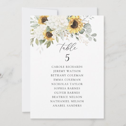Bläserweiße Hydrangea Sonnenblumen Seekarte Einladung (Rückseite)