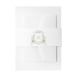Bläserweiße Hydrangea-Wappen-Hochzeitsmonogramm Einladungsbanderole
