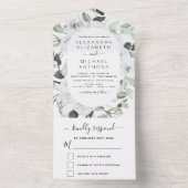 Bläserweiße Rosen Eukalyptus Wedding All in one I All In One Einladung (Innen Boden)
