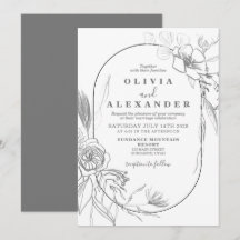 Bläserweiße und graue Blume Hochzeit Einladung