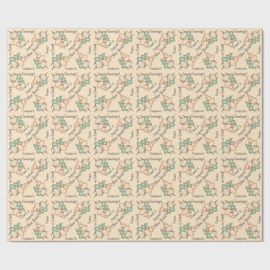 Blasglas-Ornamente auf dem hellen Pfirsichdampfer Geschenkpapier (Flach)