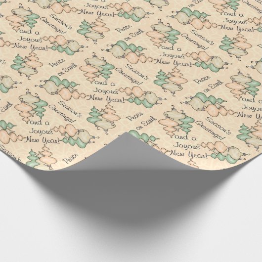 Blasglas-Ornamente auf dem hellen Pfirsichdampfer Geschenkpapier (Ecke)