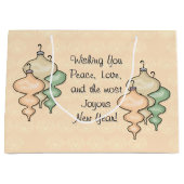 Blasglas-Ornamente auf dem hellen Pfirsichdampfer Große Geschenktüte (Vorderseite)