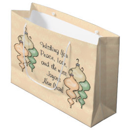 Blasglas-Ornamente auf dem hellen Pfirsichdampfer Große Geschenktüte