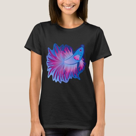Blasiger blauer Kampffisch T-Shirt (Vorderseite)