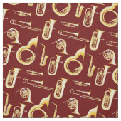 Blasinstrumente Band Musiker Rotes Dekor Stoff (Muster)