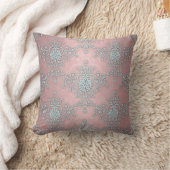 Blass Baby Blue und Pink Extravagant Damask Muster Kissen (Decke)