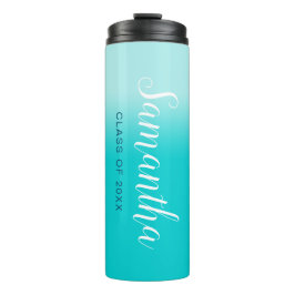 Blass bis dunkel Türkis Gradient Senior Year Thermosbecher