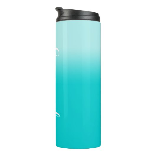 Blass bis dunkel Türkis Gradient Senior Year Thermosbecher (Nach rechts gedreht)