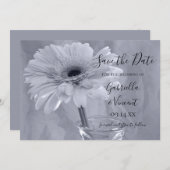 Blass blau Tinted Daisy Wedding Save the Date (Vorne/Hinten)