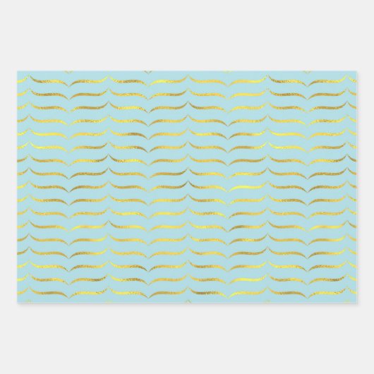 Blass Blau und Gold Geschenkpapier Set (Vorderseite 2)