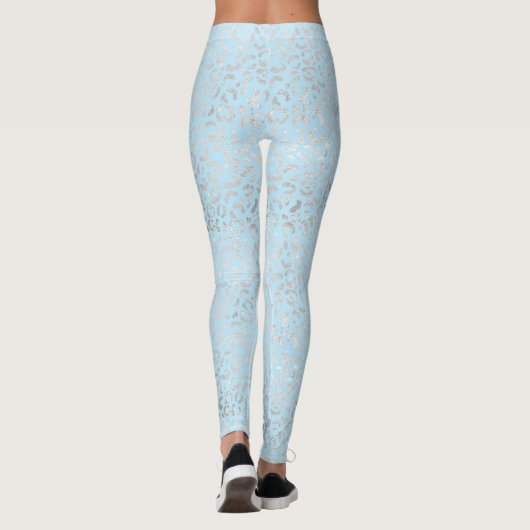 Blass Blau und Silberleopard Leggings (Rückseite)