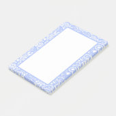 Blass Blau und Weiß Paisley Gemustert Hübsch Post-it Klebezettel (angewinkelt)