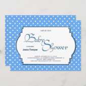 Blass Blau und Weiß Polka Dot Babydusche Einladung (Vorne/Hinten)