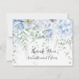 Blass Blau und Weiße Rosen Blüte Danke Karte